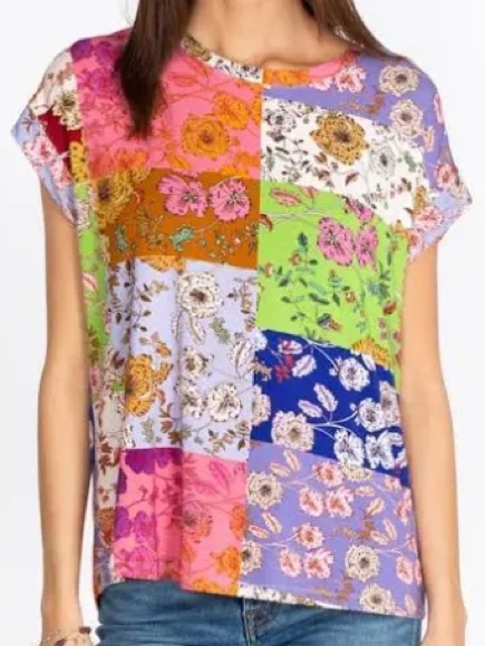 Johnny Was Patchwork Tee Shirt Sz Large
